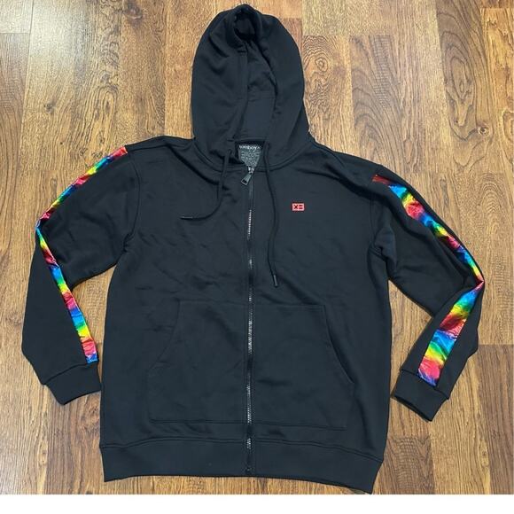 tomboyX French Terry Zip-Up Hoodie Metallic Rainbow Size Small – Bold Fashion - Picture 1 of 8